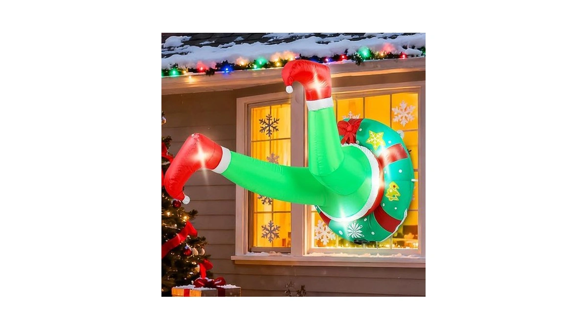 Messon 4ft Christmas Inflatable Outdoor Decorations Green Big Monster Broke