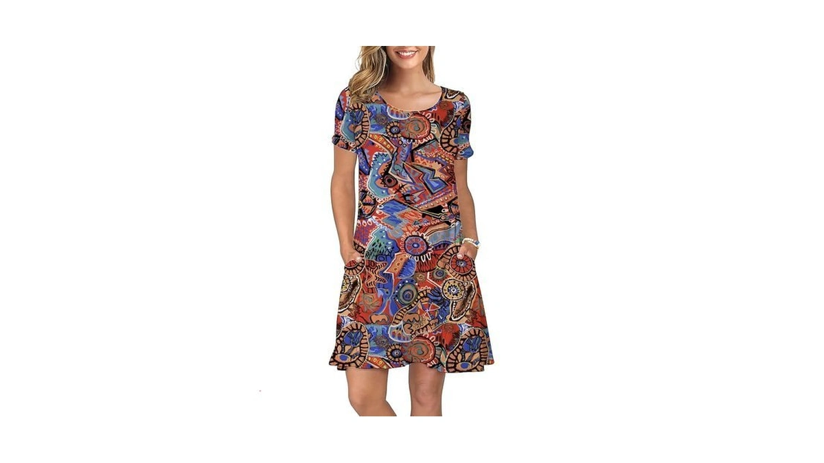 Korsis T-shirt Dress For Women Casual Summer Short Sleeve Floral