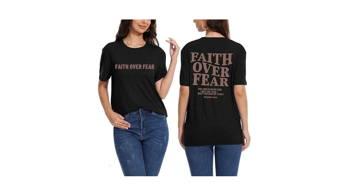 Faith Over Fear Shirt Christian Jesus Inspirational T-shirt Women Religious