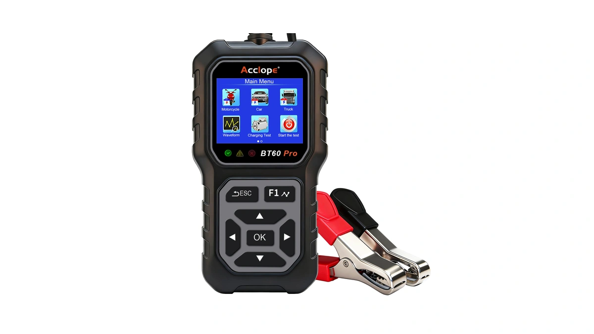 Acclope Bt60 Pro Car Battery Tester 6v/12v/24v, 2–120ah, 100–3000 Cca,