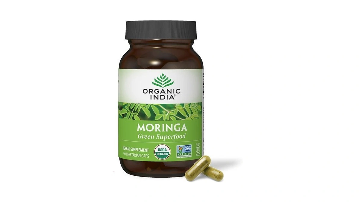 Organic India Moringa Herbal Supplement - Green Superfood, Nutrient Dense,