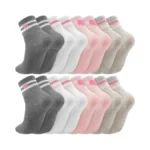 Jspupifip 8 Pairs Kids Girls Pink White Gray Crew Athletic