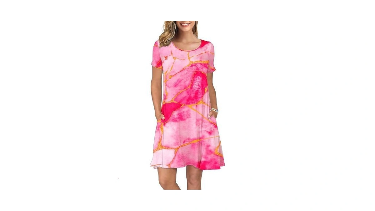 Korsis T-shirt Dress For Women Casual Summer Short Sleeve Floral