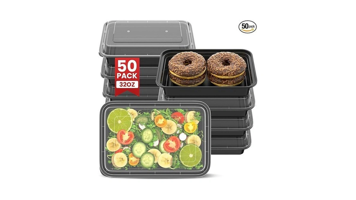 Geisoun 32oz Meal Prep Containers [50-pack], Reusable Bento Box With
