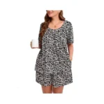 Auslook Women's Plus Size Pajama Sets Short Sleeve Top And