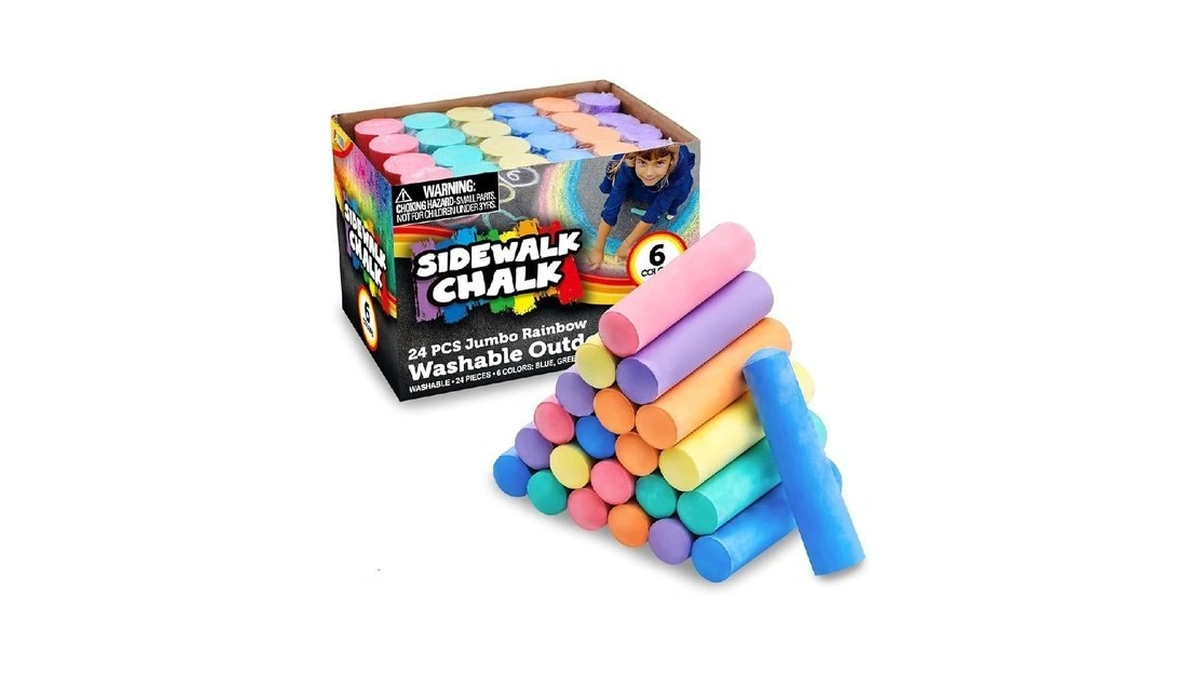 Joyin 24 Pcs Washable Sidewalk Chalks Set Non-toxic Jumbo Chalk