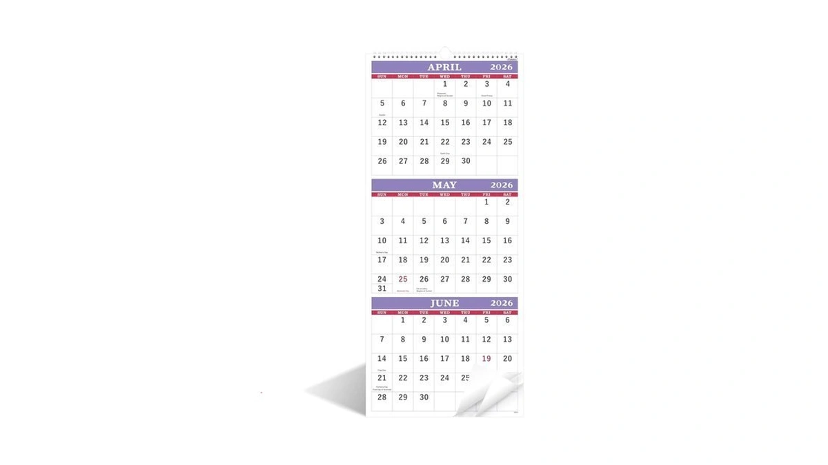 2026-2027 Wall Calendar - 3 Month Wall Calendar 2026-2027 Display