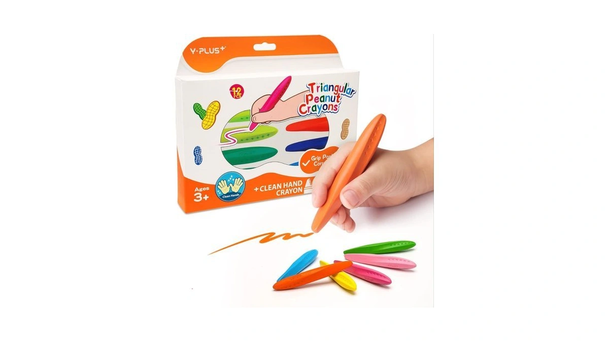 Yplus Triangle Crayons For Kids - Washable Toddlers Crayons 12