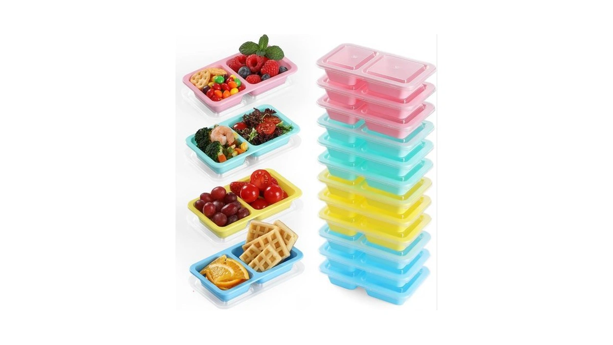 16 Pack 5oz Reusable Snack Containers, Multicolor Double Compartment Condiment