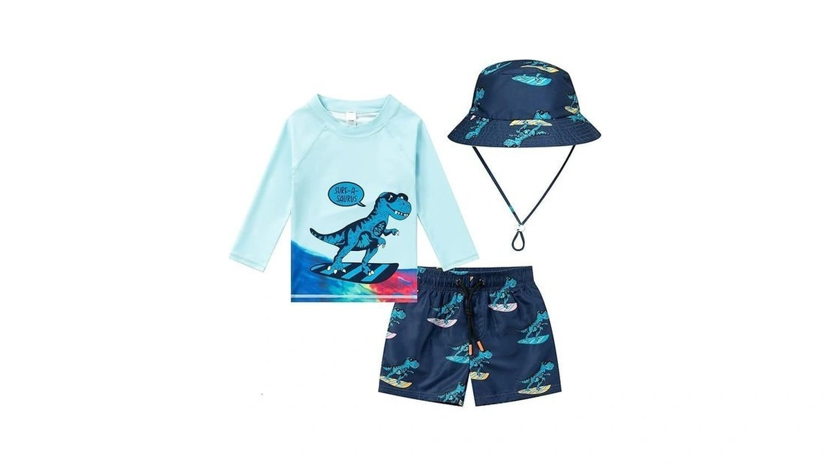 Toddlers And Baby Boys' 3-piece Swimsuit Trunk Rashguard Set And