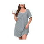 Auslook Plus Size Women's Nightgown 1x Pink Stars Short Sleeve