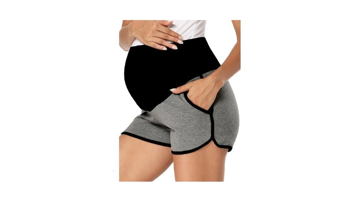 Fitglam Women's Maternity Shorts Over Belly Pregnancy Lounge Workout Running