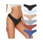 Hellopopgo Seamless Thongs For Women V-waisted No Show Thong Seamless