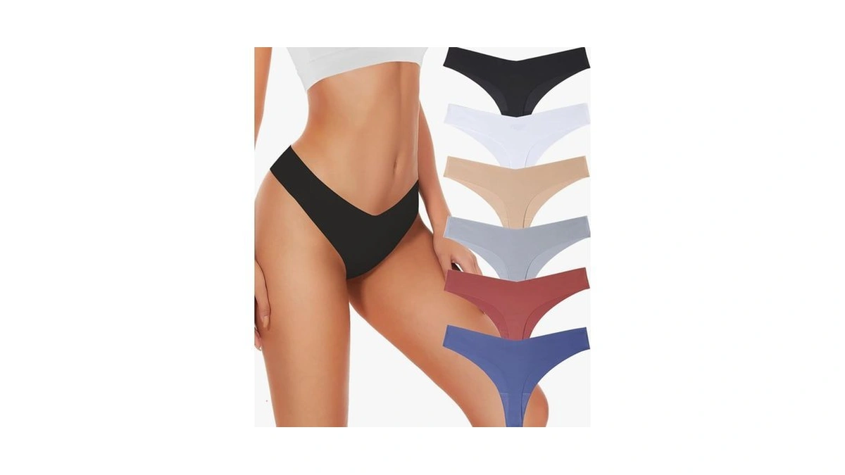 Hellopopgo Seamless Thongs For Women V-waisted No Show Thong Seamless