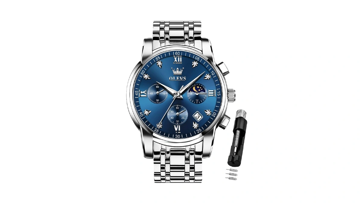 Olevs Watch For Men Diamond Business Dress Analog Quartz Stainless