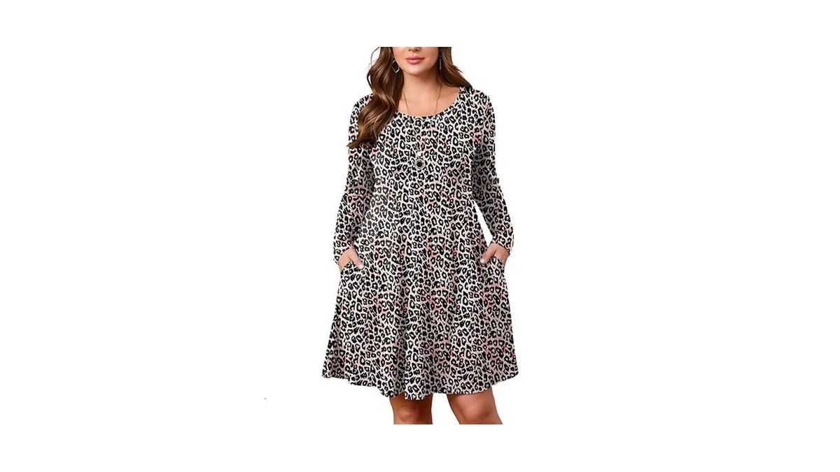 Auslook Plus Long Sleeve Dress For Women 2025 Fall Winter