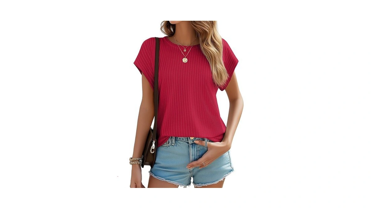 Justfashionnow Womens Short Sleeve Blouses Business Casual Tops Crew Neck