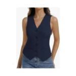 Belle Poque Womens Vest Top Trendy Knitted Waistcoat Sleeveless Button