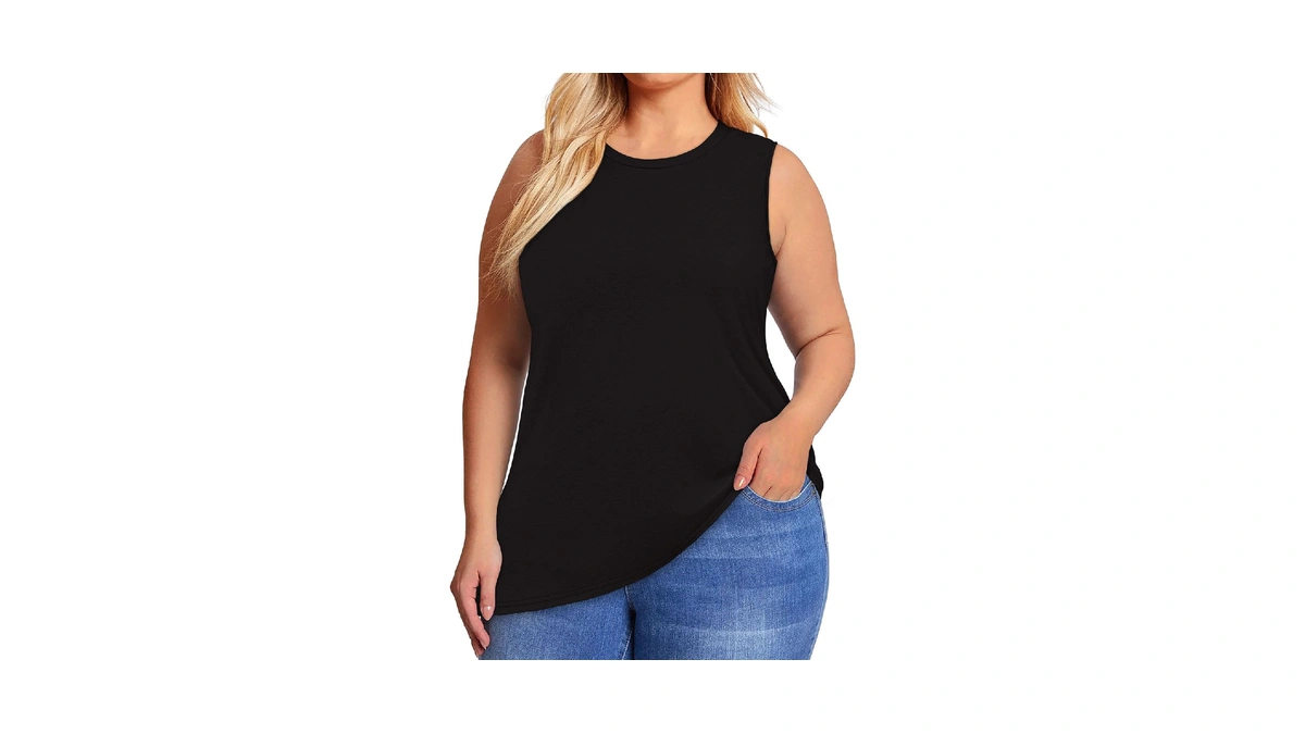 Joellyus Women Plus Size Tank Tops Summer Sleeveless Top Crew