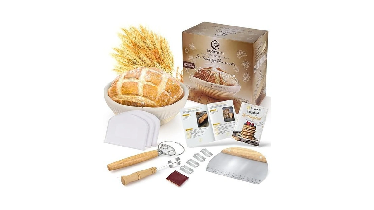 Ecomerr Banneton Bread Proofing Basket, 9inch Round Sourdough Starter Kit,