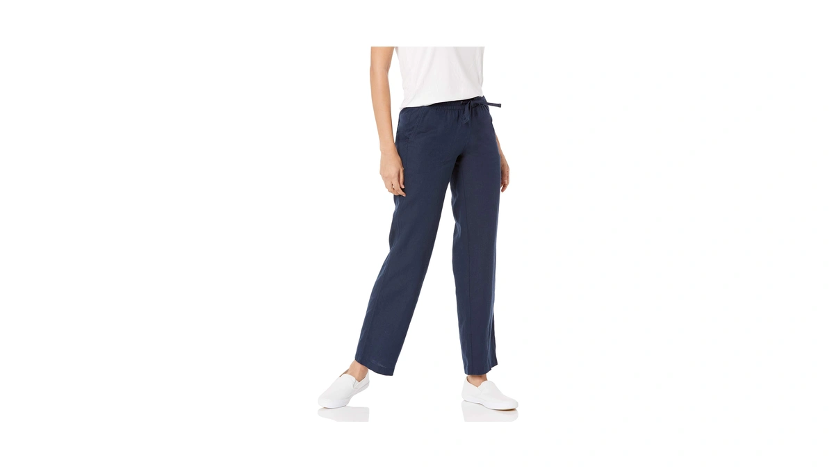 Amazon Essentials Women's Pull On Linen Blend Drawstring Relaxed Fit