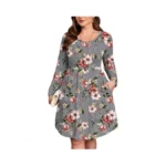 Auslook Women's Plus Size Long Sleeve Midi Dress Crewneck Casual