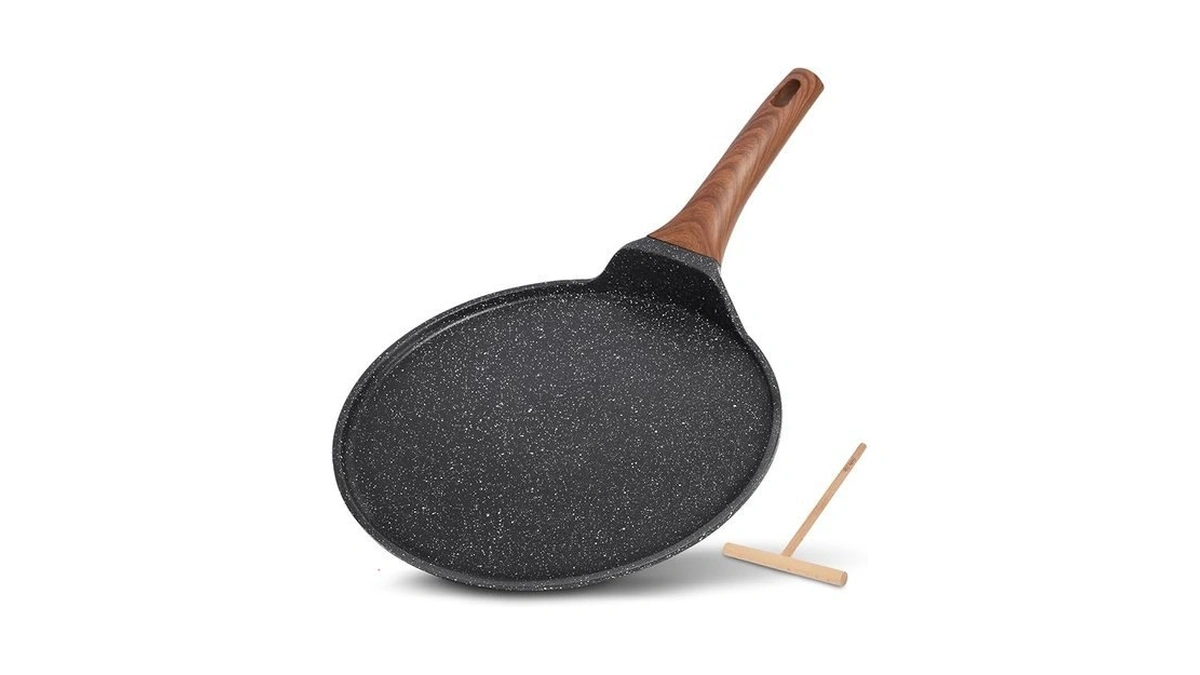 Eslite Life 11 Inch Crepe Pan With Spreader, Nonstick Granite