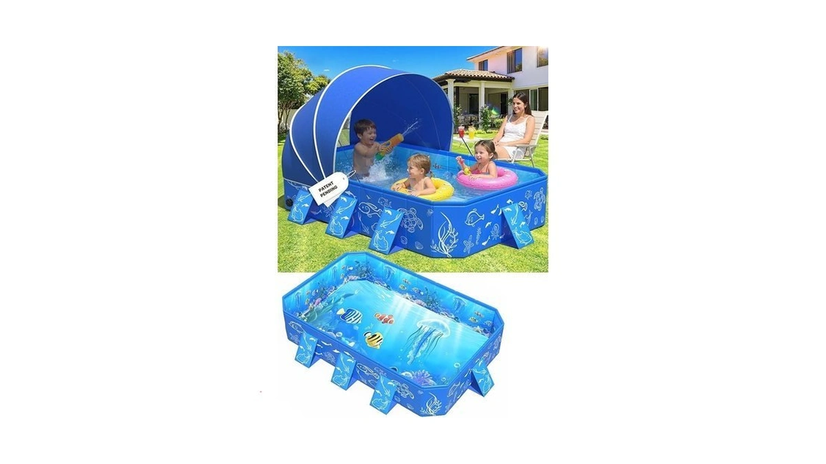 2026 Kiddie Pool With Canopy,baby Swimming Pool For Toddler,non-inflatable Portable