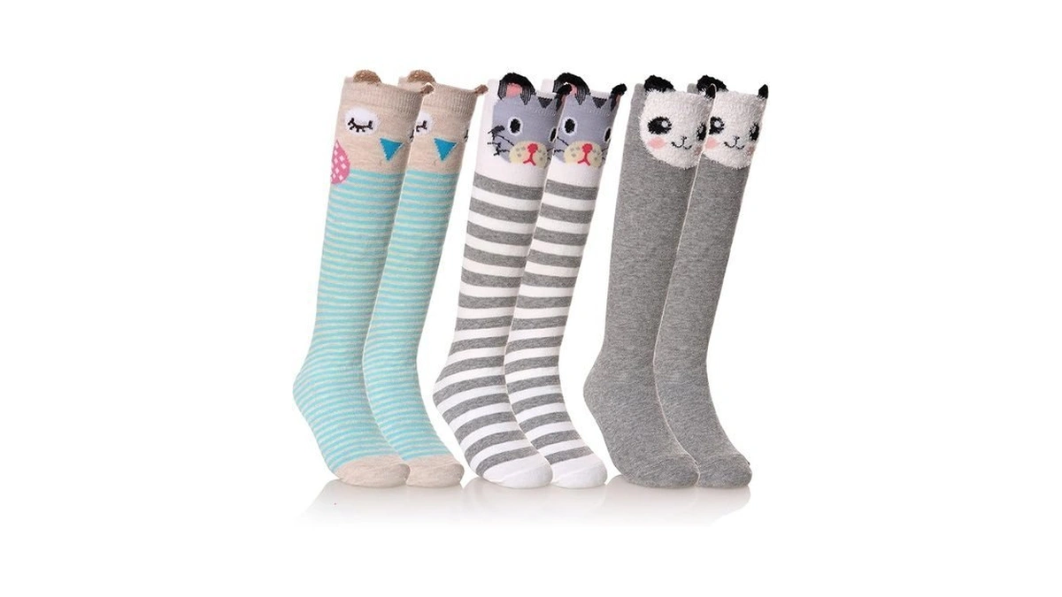 Fnovco Girls Knee High Socks Kids Crazy Fun Gift Cute