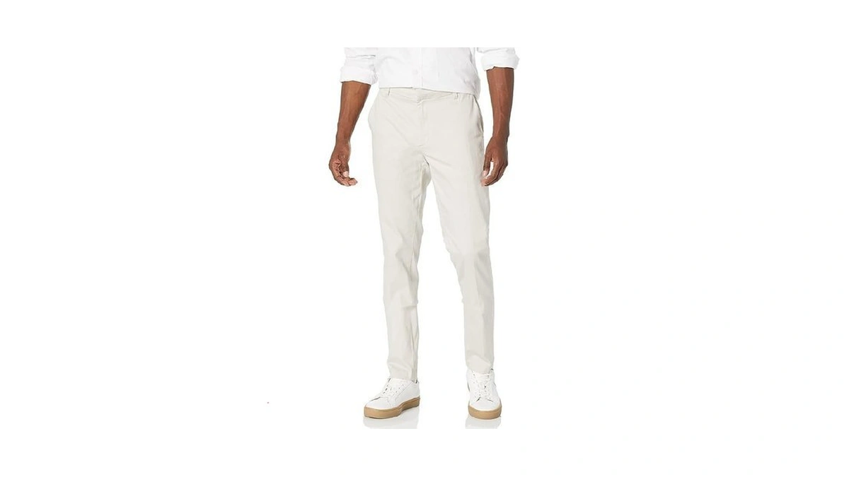 Amazon Essentials Men's Slim-fit Wrinkle-resistant Flat-front Stretch Chino Pant, Stone,