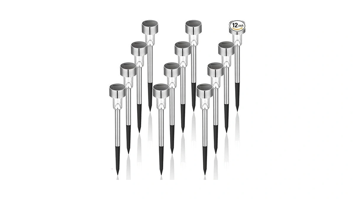 Gigalumi Solar Lights Outdoor Waterproof, 12 Pack, Stainless Steel Led