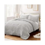 Bysure Seersucker Quick-dry Summer Comforter Set 3 Pieces(grey, Queen), Non