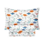 Bysure Twin Sheets Set Kids(dinosaur, Orange&blue), 3 Pieces Easy Fit