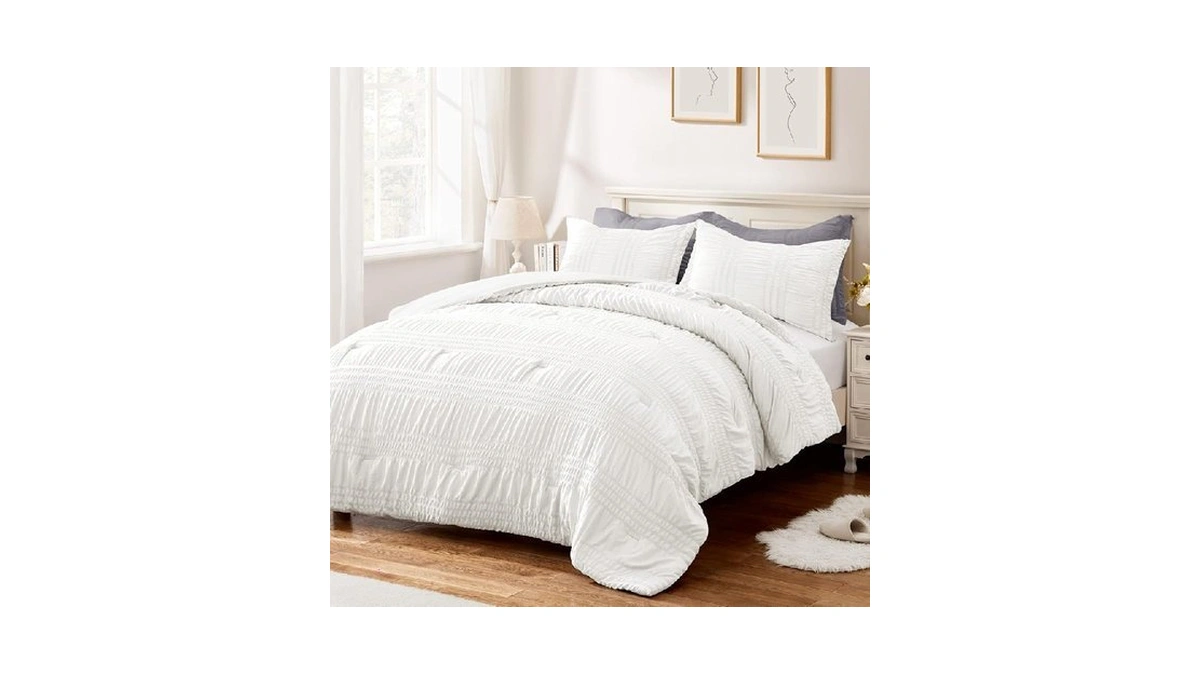 Bysure Seersucker Quick-dry Summer Comforter Set 2 Pieces(white, Twin), Non