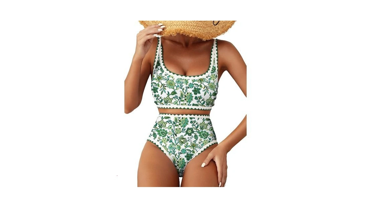 Herseas Women's Bikini Sets Color Block Trim 2 Piece Slimming