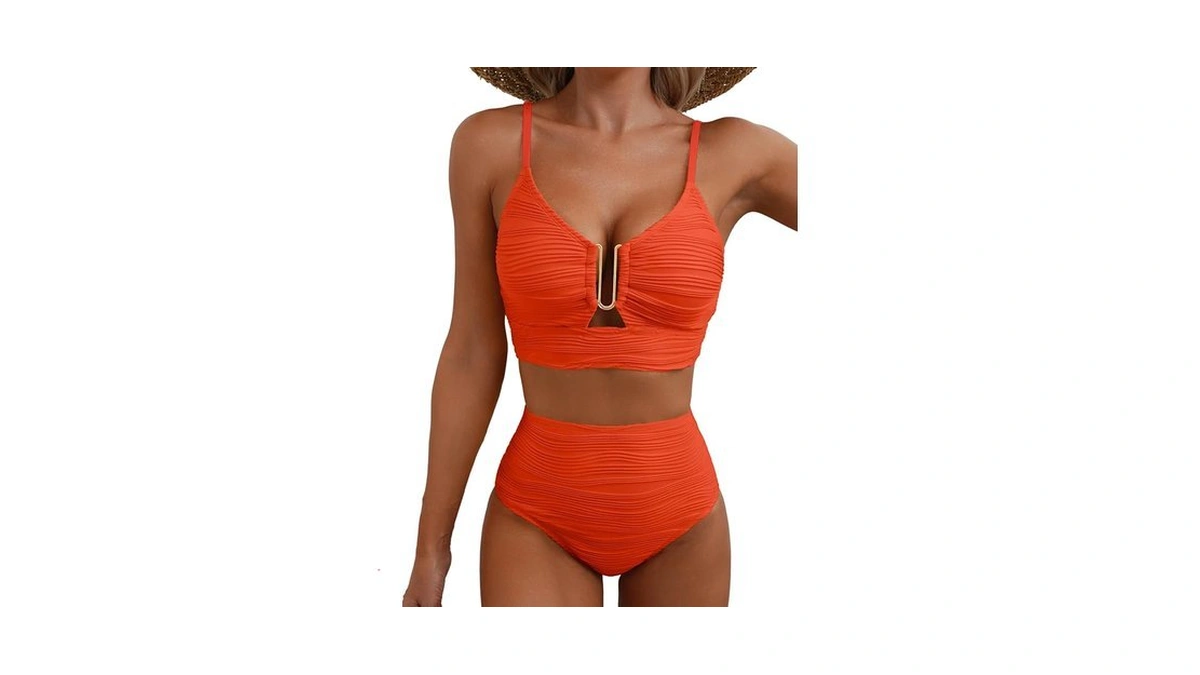 Herseas Women's Ribbed Bikini Sets Adjustable Spaghetti Straps U Wire