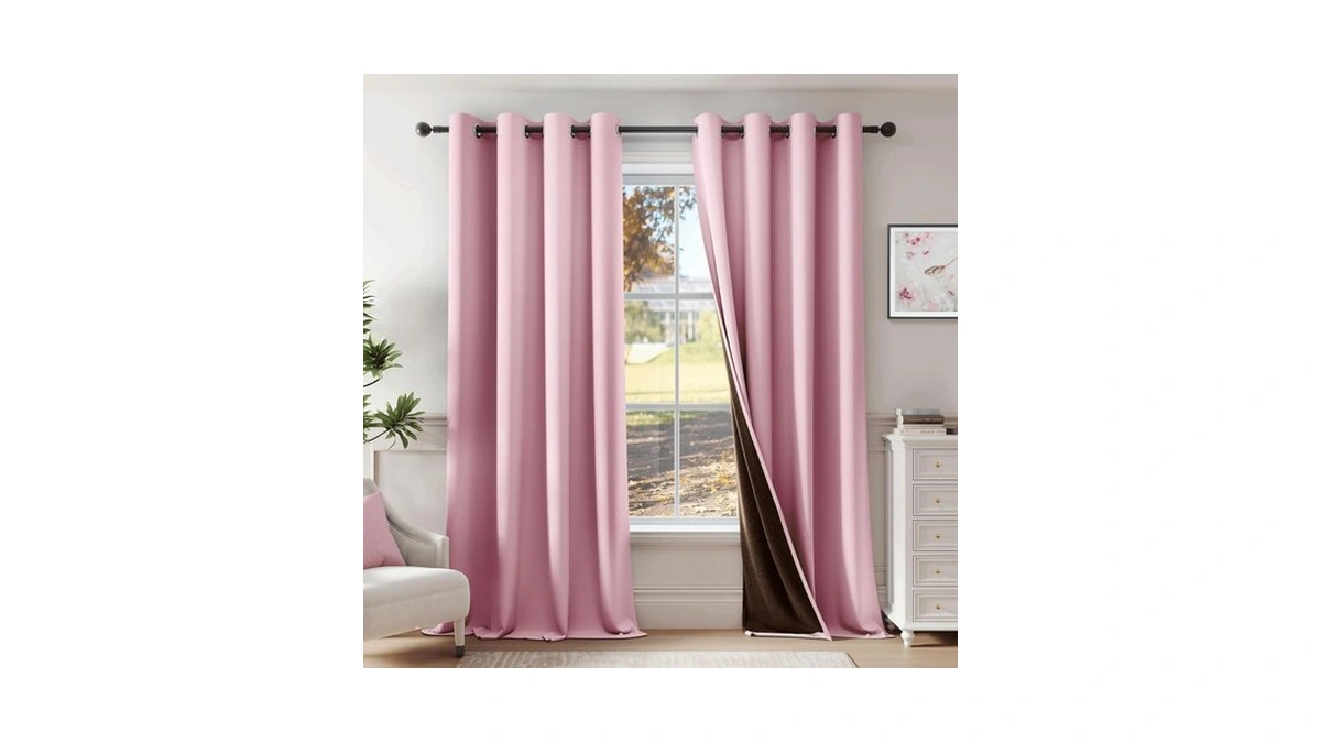 Beauoop Pink 100% Blackout Curtains 54 Inch Long 2 Panels