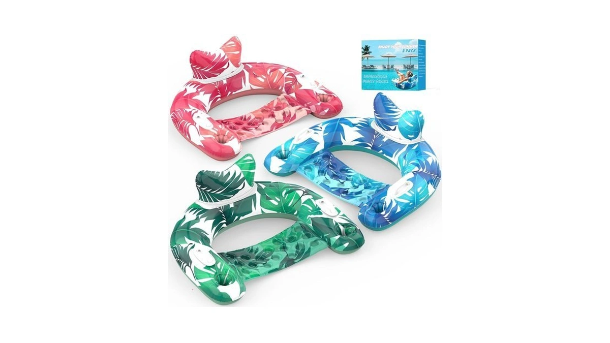 Keucl Pool Floats, 3 Pack Inflatable Pool Float Chairs With