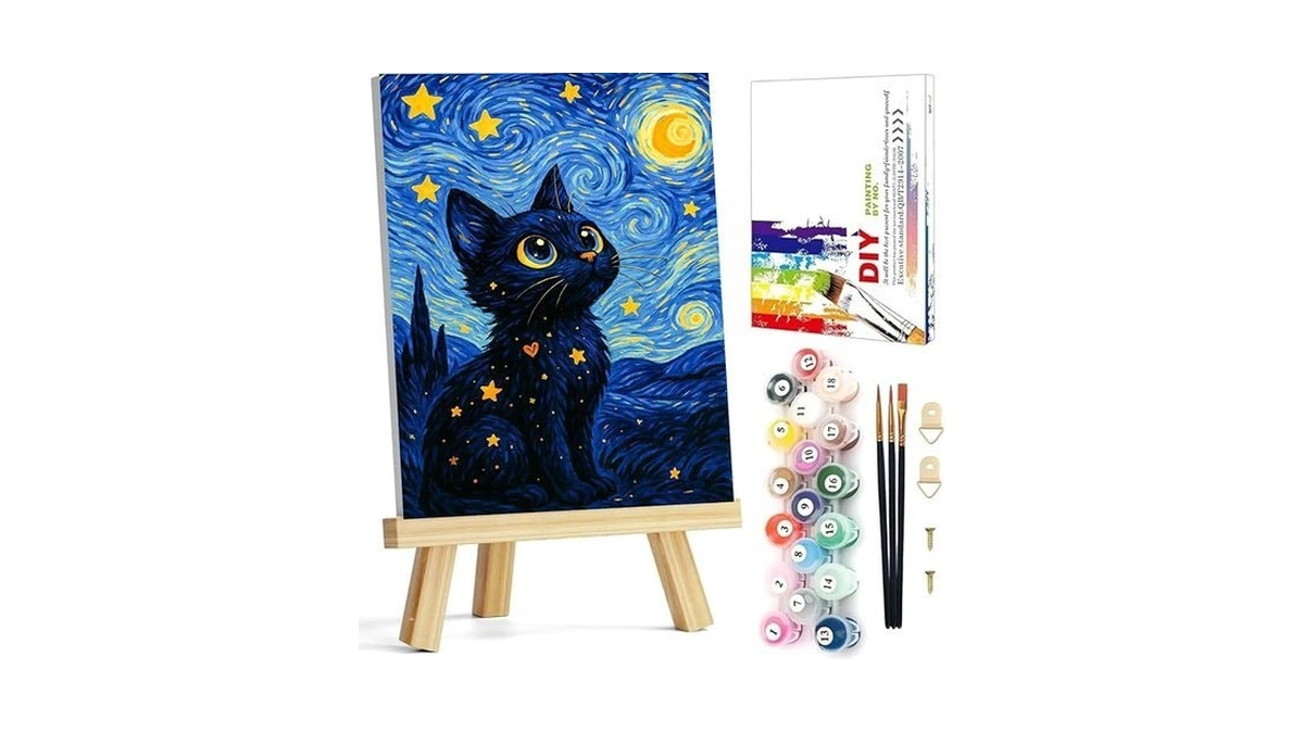 Ajepon Black Cat Paint By Numbers Kit For Adults With