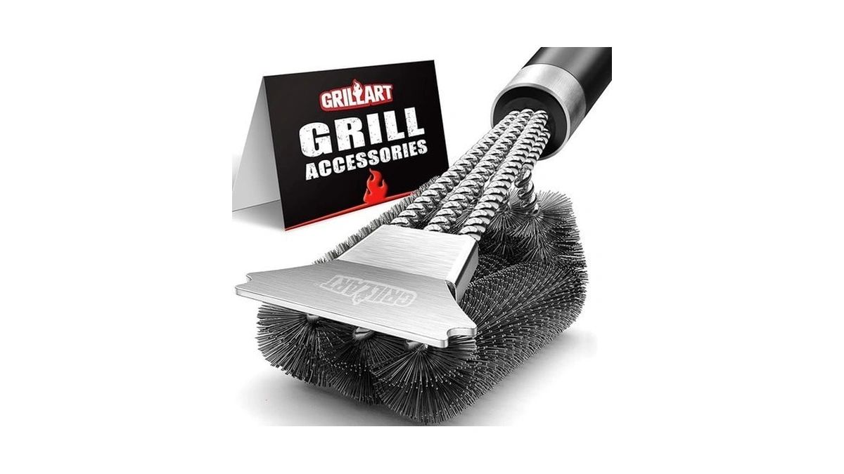 Grillart Grill Brush And Scraper With Deluxe Handle, Safe Wire