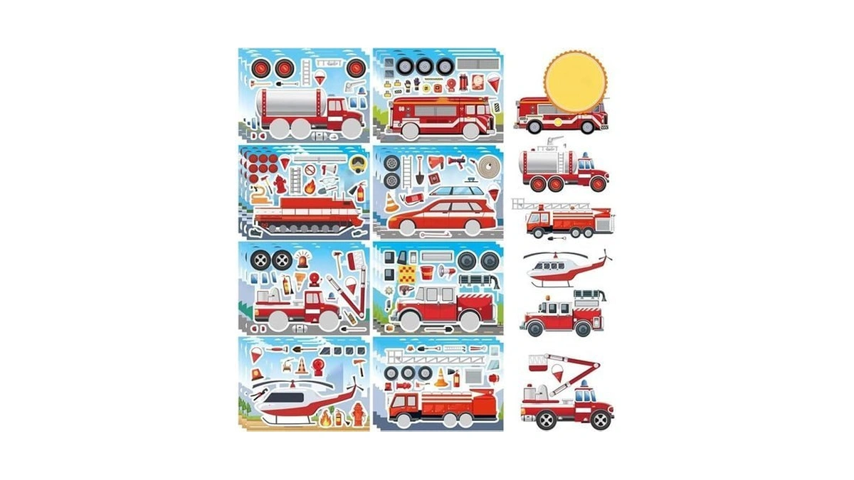 24 Sheets Rescue Vehicle Stickers For Kids, Make Your Own