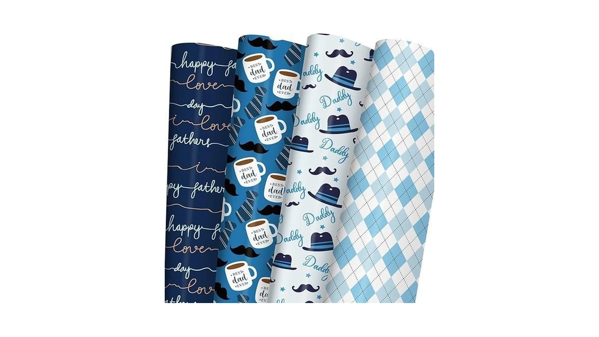 Saringswoon Father's Day Wrapping Paper - Blue Gift Wrap For