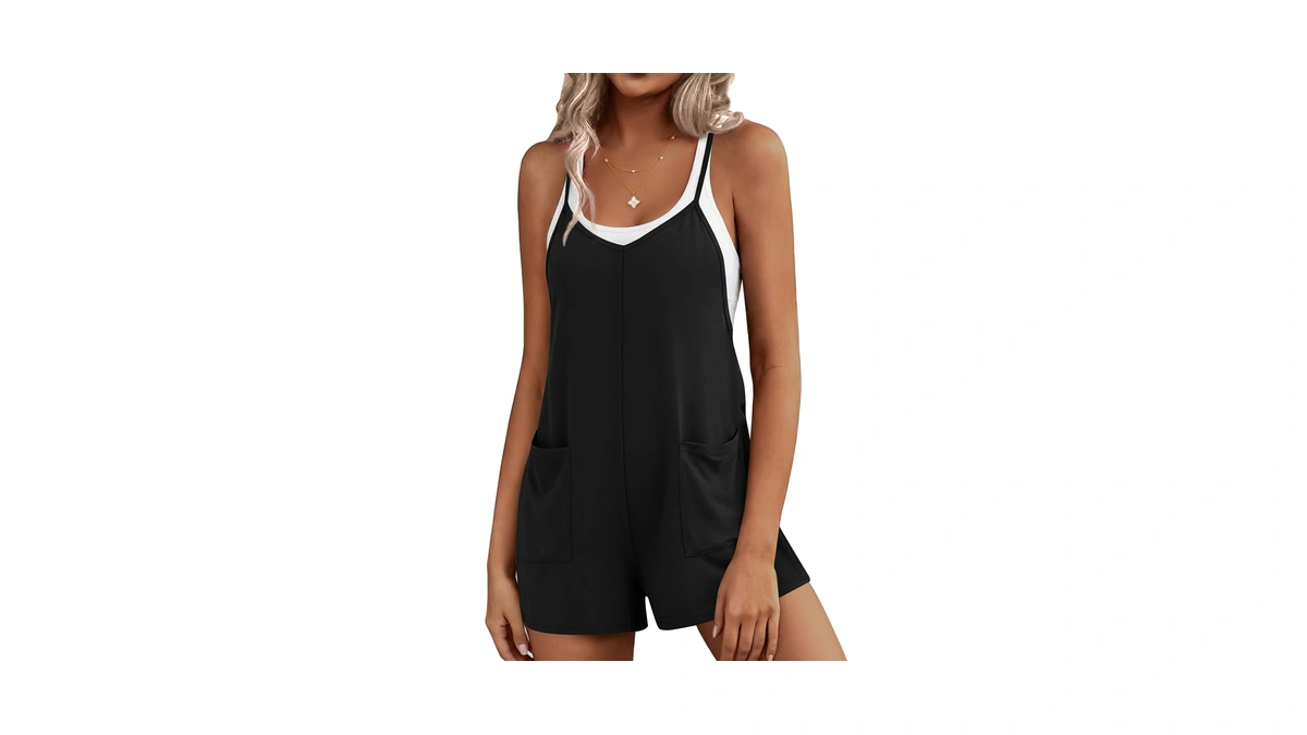 Ekouaer Rompers For Women Summer Casual Sleeveless Short Overalls Boho