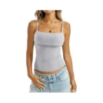 Easygala Womens Cotton Foldover Tank Tops Sexy Square Neck Spaghetti