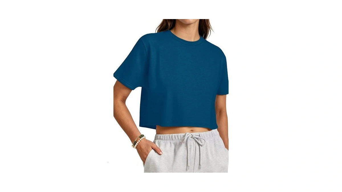 Unclecat Womens Cropped Shirts Summer Short Sleeve Crew Neck Crop
