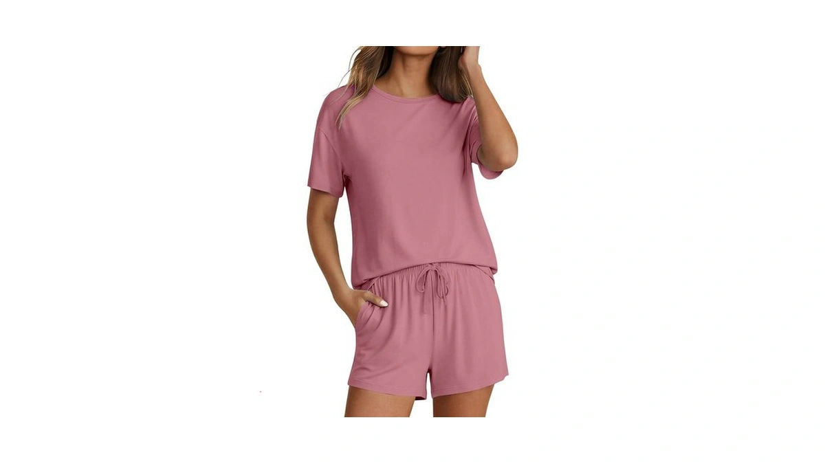 Ekouaer Pajama Set For Women Viscose From Bamboo Short Sleeve