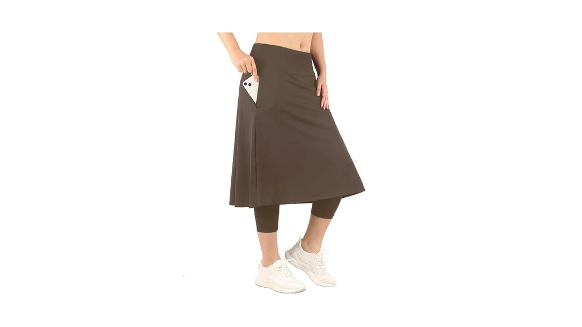Beleroy Womens Athletic Skirted Leggings With Pockets High Waisted Knee