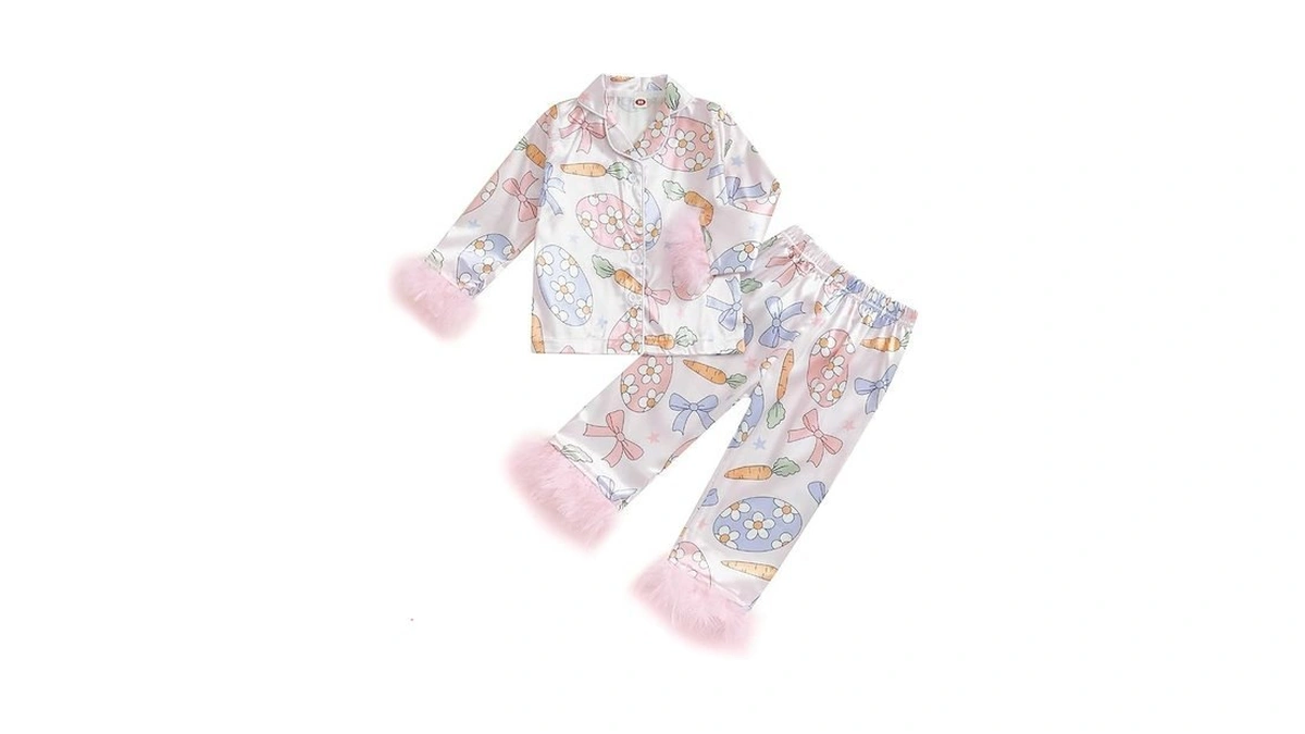 Kuriozud Toddler Girl Pajamas Valentines Baby Silk Satin Nightgown Little