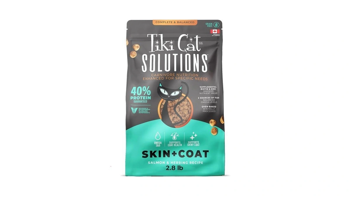 Tiki Cat Solutions Dry Cat Food, Skin & Coat, Salmon