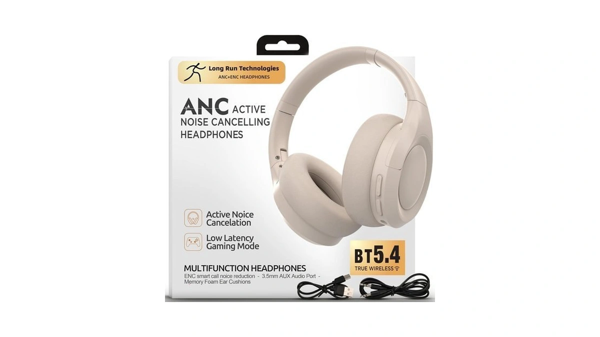 Anc Wireless Bluetooth 5.4 Headset, Enc Built-in Mic For Clear
